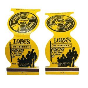 2 Matchbooks Unused Die Cut LONGS 52nd Street Lounge Big Band Lansing MI Vintage